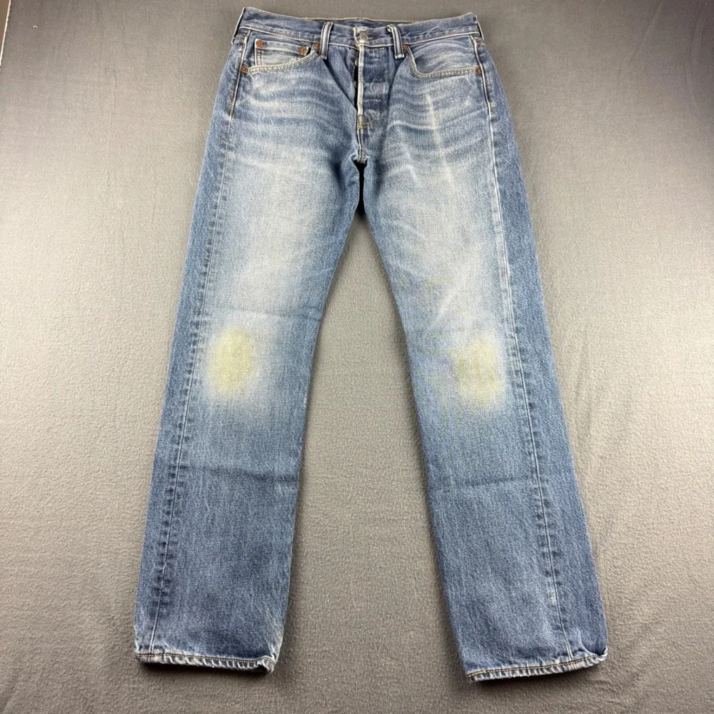Levi's 501 Jeans Men's 29x30 (Fits 30x29) Blue Button Fly Faded Straight Regular